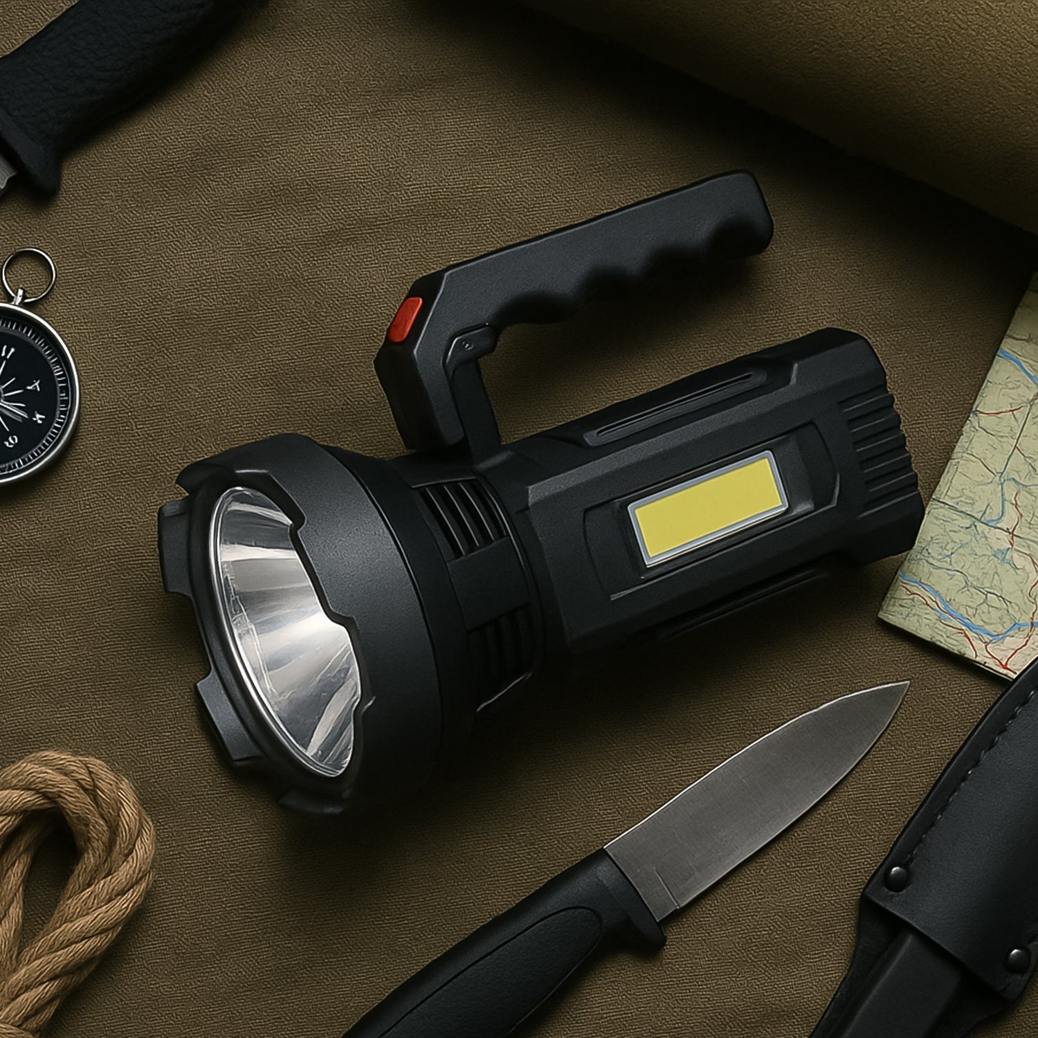 Heavy-Duty USB Torch Light with Front Beam & COB Side Glow
 Heavy-Duty USB Torch Light with Front Beam & COB Side Glow
